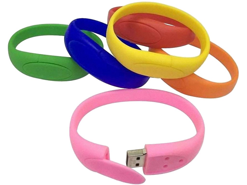 WGS-703 — Unidade flash USB de silicone em formato de pulseira. Muito popular para eventos e festas. Disponível
