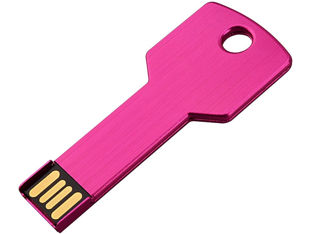 WGS-LLAVE01 — Unidade flash USB de alumínio em forma de chave. Modelo extremamente plano e elegante. NÃO rec